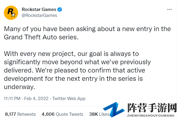 R星确认下一款《GTA》制作当中 开发顺利