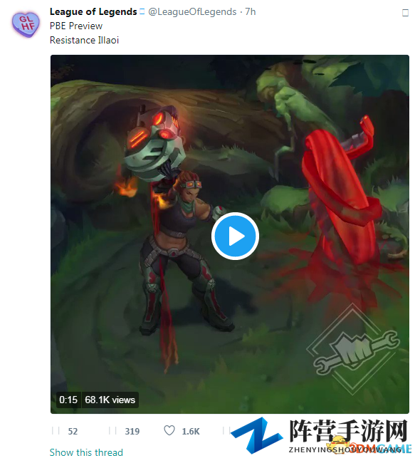 《英雄联盟》俄洛伊抵抗军皮肤演示 喷火箭回城